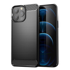Carbon Case Flexible Cover TPU Case for iPhone 13 Pro Max black (Black \ iPhone 13 Pro Max) hind ja info | Telefoni kaaned, ümbrised | kaup24.ee