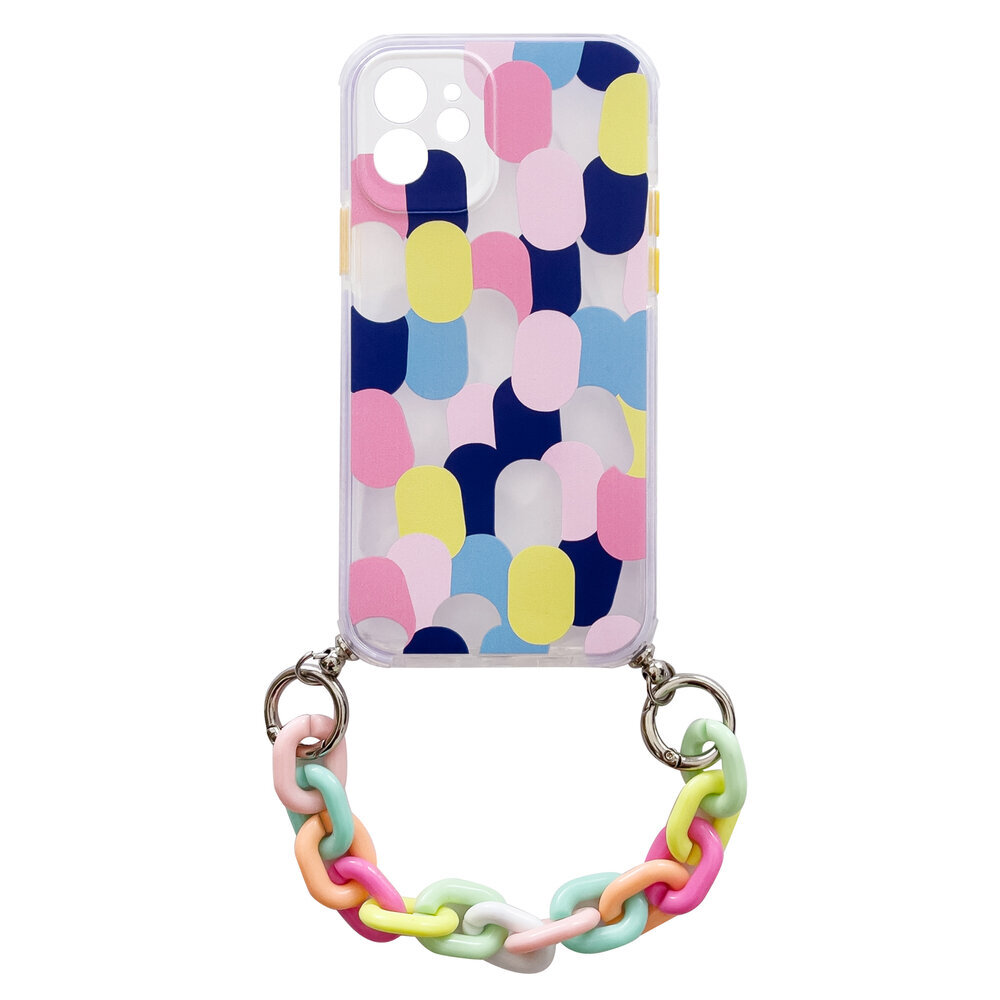 Color Chain Case gel flexible elastic case cover with a chain pendant for iPhone 8 Plus / iPhone 7 Plus multicolour (Multicolour 1) цена и информация | Telefoni kaaned, ümbrised | kaup24.ee