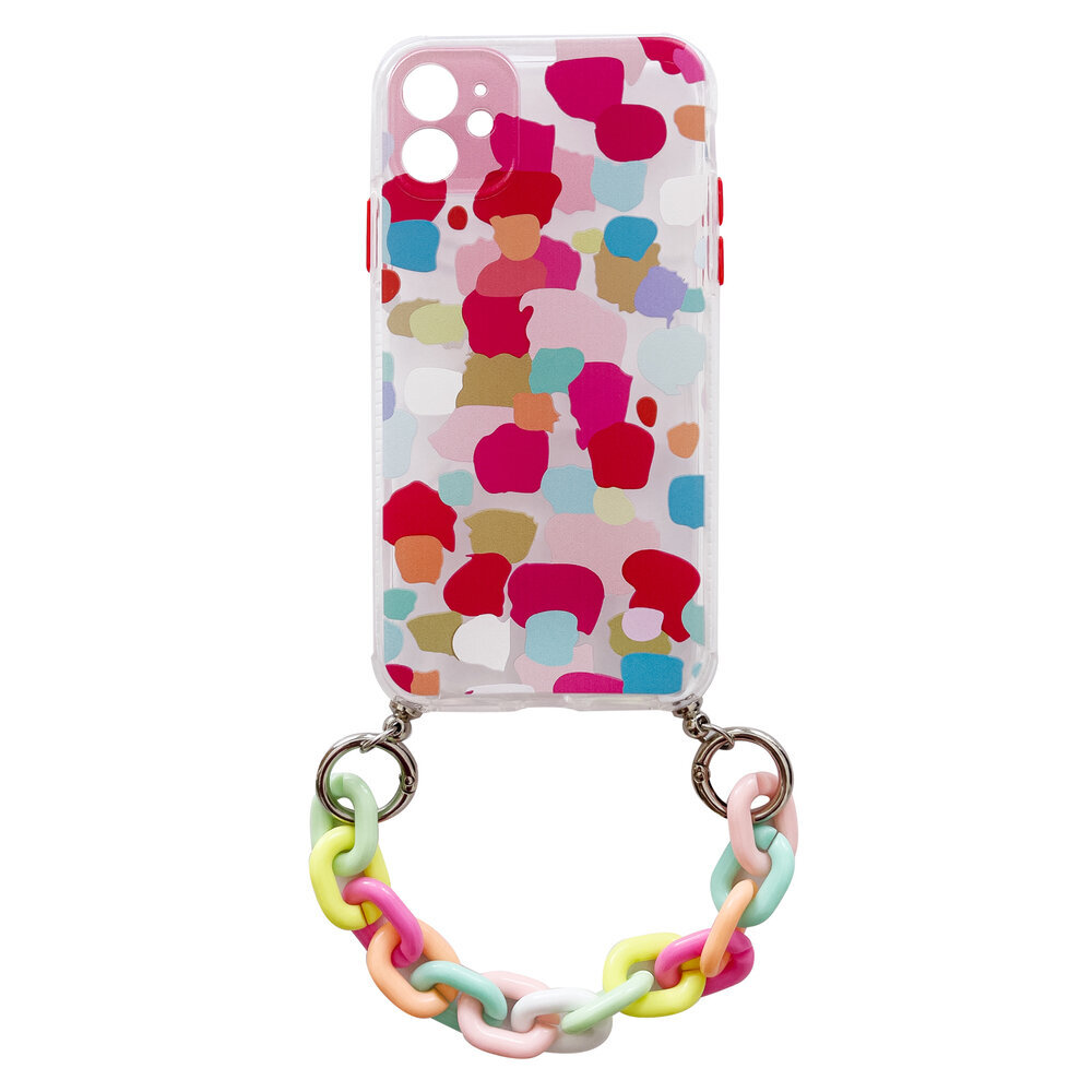 Color Chain Case gel flexible elastic case cover with a chain pendant for iPhone XS / iPhone X multicolour (Multicolour 2) hind ja info | Telefoni kaaned, ümbrised | kaup24.ee