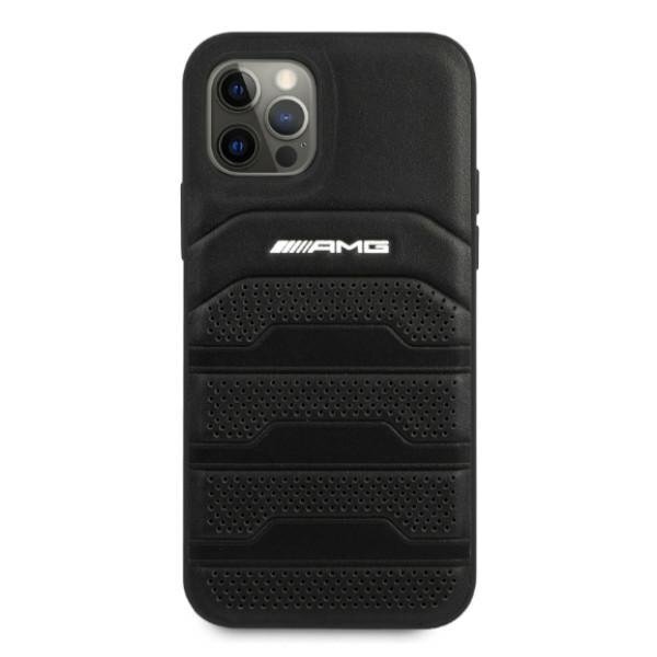 AMG AMHCP12LGSEBK iPhone 12 Pro Max 6,7" czarny/black hardcase Leather Debossed Lines цена и информация | Telefoni kaaned, ümbrised | kaup24.ee