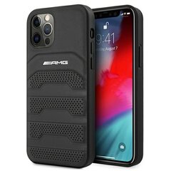 AMG AMHCP12MGSEBK iPhone 12/12 Pro 6,1" czarny/black hardcase Leather Debossed Lines hind ja info | Telefoni kaaned, ümbrised | kaup24.ee