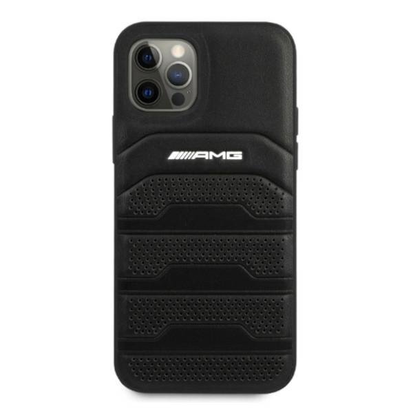 AMG AMHCP12MGSEBK iPhone 12/12 Pro 6,1" czarny/black hardcase Leather Debossed Lines hind ja info | Telefoni kaaned, ümbrised | kaup24.ee