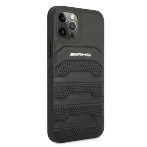 AMG AMHCP12MGSEBK iPhone 12/12 Pro 6,1" czarny/black hardcase Leather Debossed Lines hind ja info | Telefoni kaaned, ümbrised | kaup24.ee