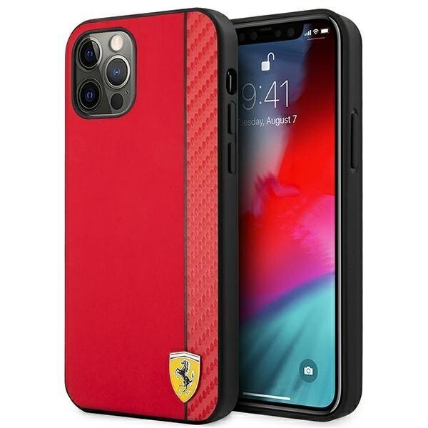 Ferrari FESAXHCP12LRE iPhone 12 Pro Max 6,7" czerwony/red hardcase On Track Carbon Stripe hind ja info | Telefoni kaaned, ümbrised | kaup24.ee