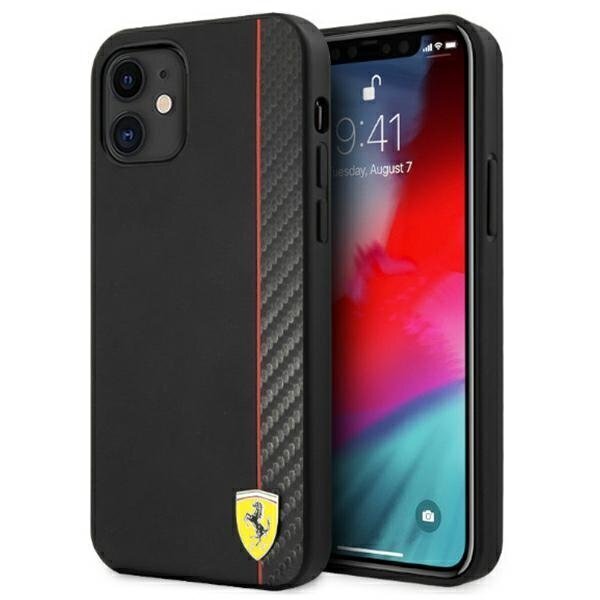 Ferrari FESAXHCP12SBK iPhone 12 mini 5,4" czarny/black hardcase On Track Carbon Stripe цена и информация | Telefoni kaaned, ümbrised | kaup24.ee