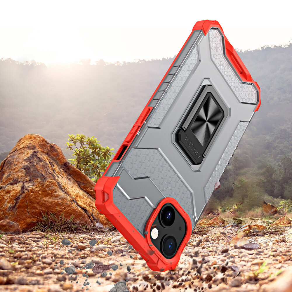 Crystal Ring Case Kickstand Tough Rugged Cover for iPhone 13 red (Red) цена и информация | Telefoni kaaned, ümbrised | kaup24.ee