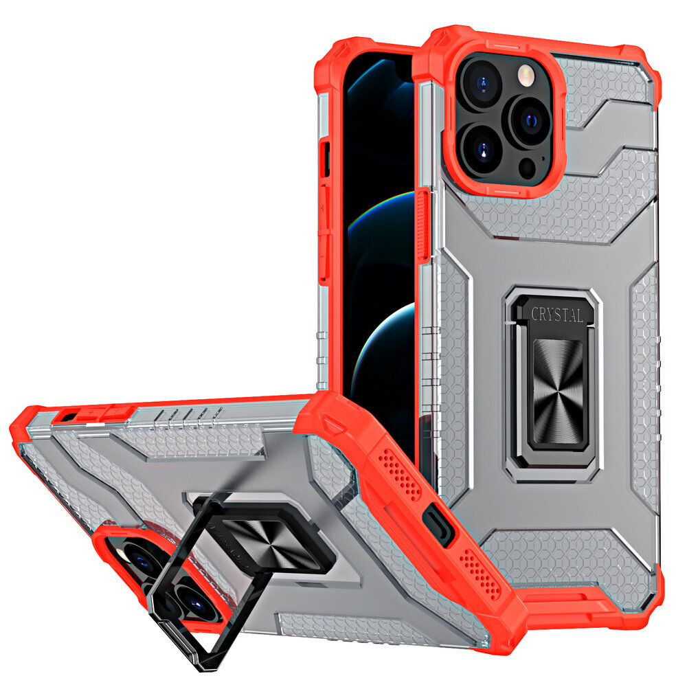 Crystal Ring Case Kickstand Tough Rugged Cover for iPhone 13 Pro Max red (Red) hind ja info | Telefoni kaaned, ümbrised | kaup24.ee