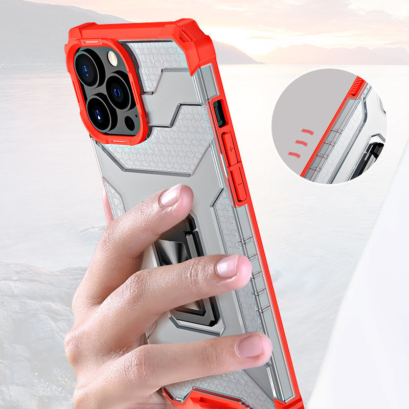 Crystal Ring Case Kickstand Tough Rugged Cover for iPhone 13 Pro Max red (Red) hind ja info | Telefoni kaaned, ümbrised | kaup24.ee