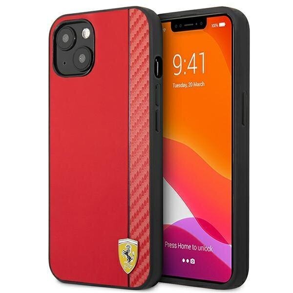 Ferrari FESAXHCP13MRE iPhone 13 6.1 &quot;red / red hardcase On Track Carbon Stripe hind ja info | Telefoni kaaned, ümbrised | kaup24.ee