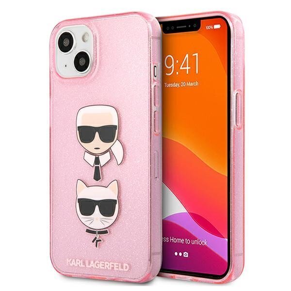 Karl Lagerfeld KLHCP13SKCTUGLP iPhone 13 mini 5,4" różowy/pink hardcase Glitter Karl`s & Choupette hind ja info | Telefoni kaaned, ümbrised | kaup24.ee