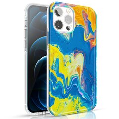 Kingxbar Watercolor Series color case for iPhone 12 Pro Max yellowblue (Żółtoniebieski) цена и информация | Чехлы для телефонов | kaup24.ee