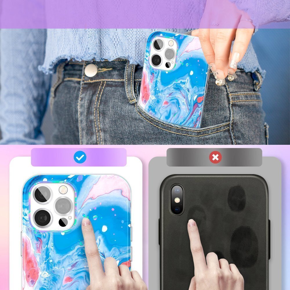 Kingxbar Watercolor Series color case for iPhone 12 Pro Max Blue-pink (niebiesko-różowy) цена и информация | Telefoni kaaned, ümbrised | kaup24.ee