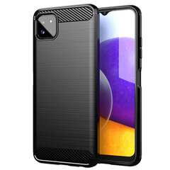 Carbon Case Flexible TPU Cover for Samsung Galaxy A22 5G black (Black) hind ja info | Telefoni kaaned, ümbrised | kaup24.ee