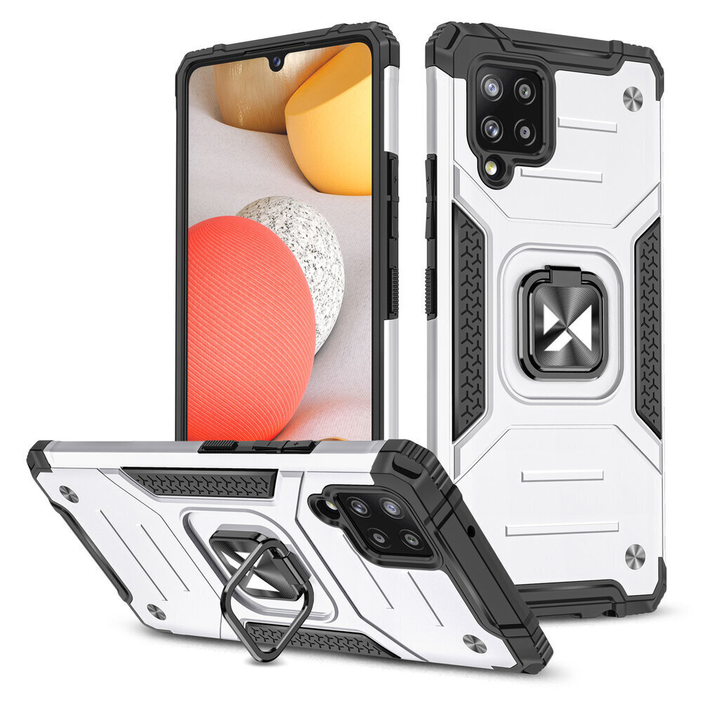 Wozinsky Ring Armor Case Kickstand Tough Rugged Cover for Samsung Galaxy A42 5G silver (Silver) hind ja info | Telefoni kaaned, ümbrised | kaup24.ee