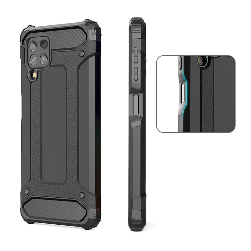 Hybrid Armor Case Tough Rugged Cover for Samsung Galaxy A22 4G black цена и информация | Telefoni kaaned, ümbrised | kaup24.ee