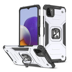 Wozinsky Ring Armor Case Kickstand Tough Rugged Cover for Samsung Galaxy A22 4G silver (Silver) hind ja info | Telefoni kaaned, ümbrised | kaup24.ee
