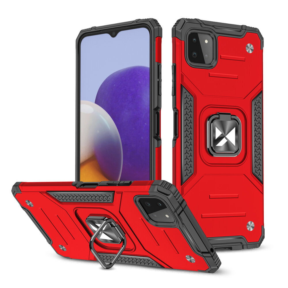 Wozinsky Ring Armor Case Kickstand Tough Rugged Cover for Samsung Galaxy A22 4G red (Red) цена и информация | Telefoni kaaned, ümbrised | kaup24.ee