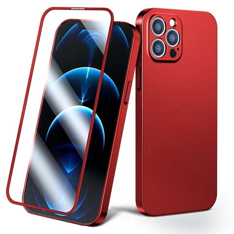 Joyroom 360 Full Case front and back cover for iPhone 13 Pro + tempered glass screen protector red (JR-BP935 red) (Red) цена и информация | Telefoni kaaned, ümbrised | kaup24.ee