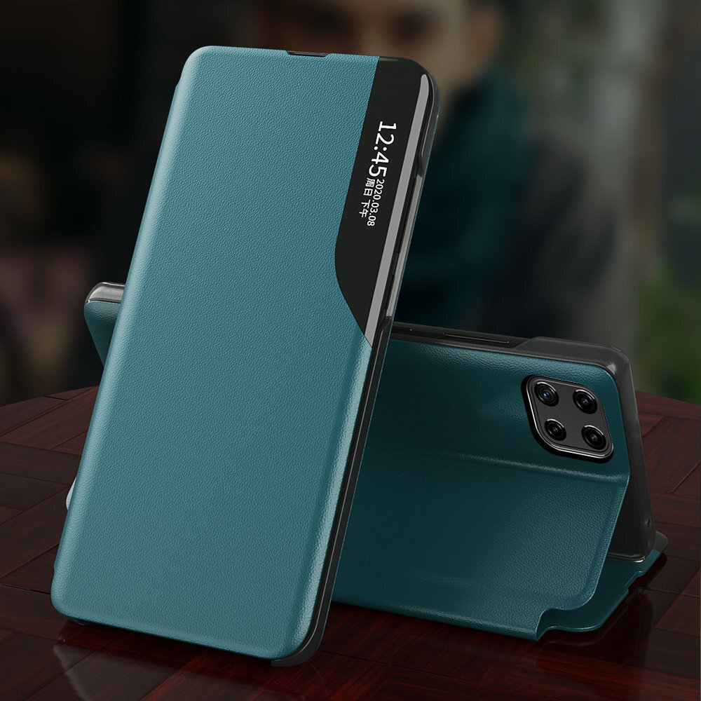 Eco Leather View Case elegant bookcase type case with kickstand for Samsung Galaxy A22 4G green (Green) hind ja info | Telefoni kaaned, ümbrised | kaup24.ee