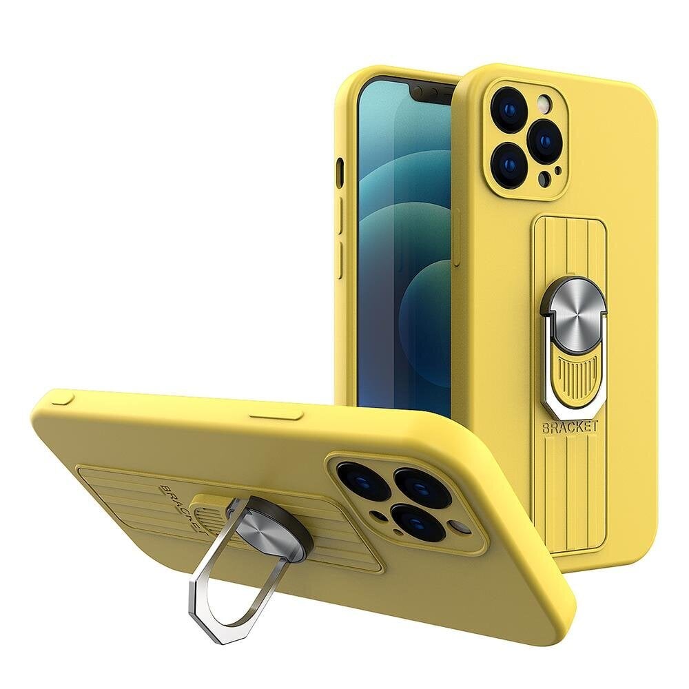 Ring Case silicone case with finger grip and stand for iPhone 11 Pro Max yellow (Yellow) цена и информация | Telefoni kaaned, ümbrised | kaup24.ee