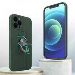 Ring Case silicone case with finger grip and stand for iPhone 12 mini dark green (Dark green) hind ja info | Telefoni kaaned, ümbrised | kaup24.ee