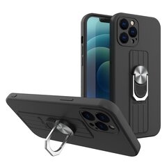 Ring Case silicone case with finger grip and stand for iPhone 12 Pro black (Black) hind ja info | Telefoni kaaned, ümbrised | kaup24.ee