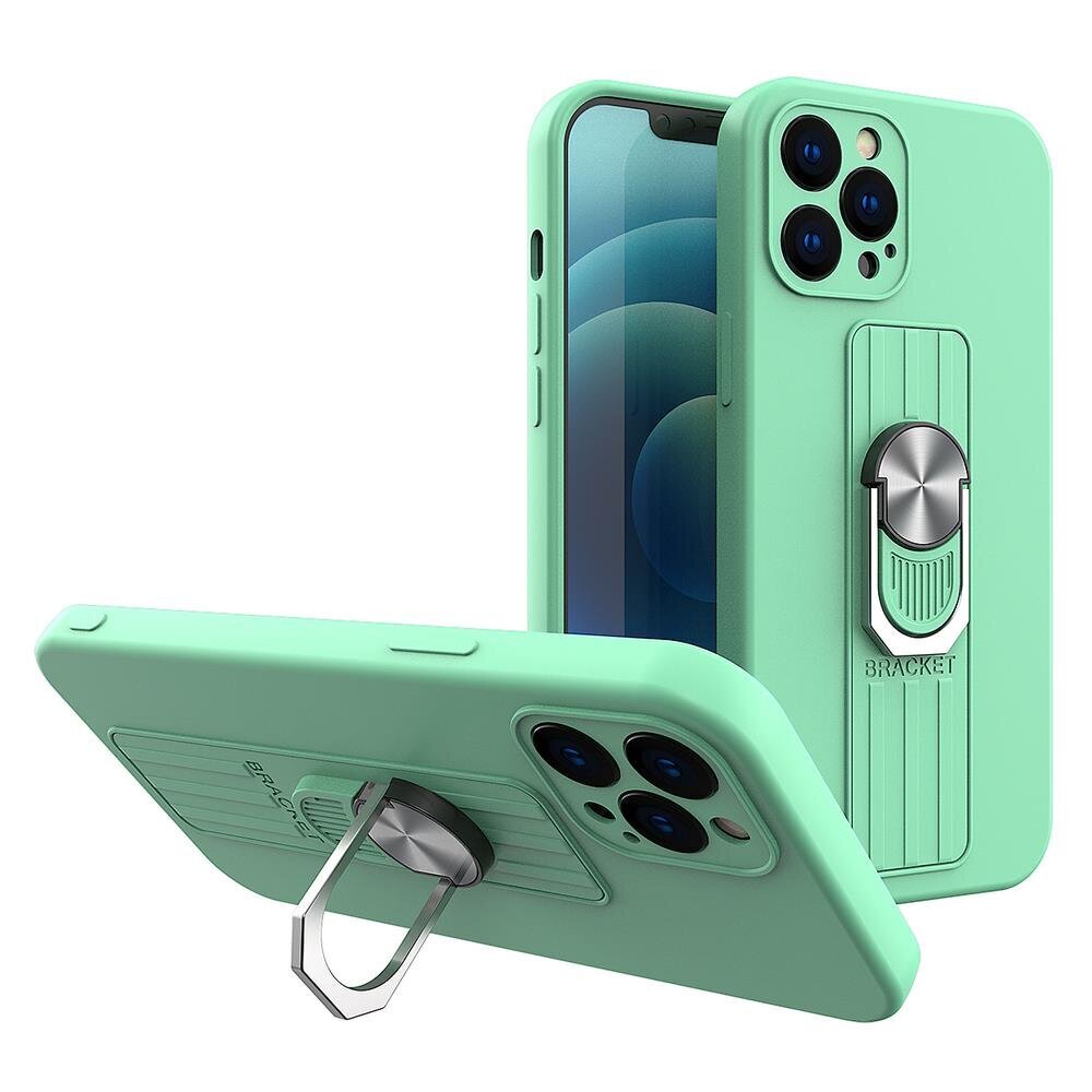 Ring Case silicone case with finger grip and stand for iPhone 13 mini mint (Mint) hind ja info | Telefoni kaaned, ümbrised | kaup24.ee