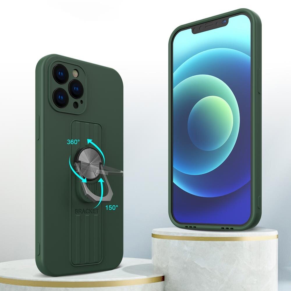 Ring Case silicone case with finger grip and stand for Xiaomi Redmi 10X 4G / Xiaomi Redmi Note 9 dark green (Dark green) цена и информация | Telefoni kaaned, ümbrised | kaup24.ee