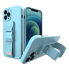 Rope case gel TPU airbag case cover with lanyard for iPhone SE 2022 / SE 2020 / iPhone 8 / iPhone 7 blue (Light blue || Niebieski) hind ja info | Telefoni kaaned, ümbrised | kaup24.ee