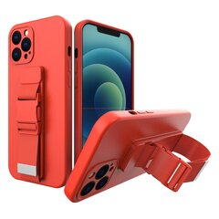 Rope case gel TPU airbag case cover with lanyard for iPhone 8 Plus / iPhone 7 Plus red (Red) hind ja info | Telefoni kaaned, ümbrised | kaup24.ee
