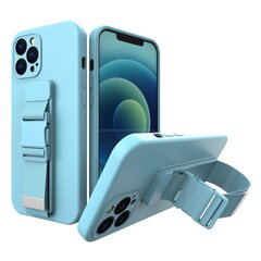 Rope case gel TPU airbag case cover with lanyard for iPhone XR blue (Light blue || Niebieski) hind ja info | Telefoni kaaned, ümbrised | kaup24.ee