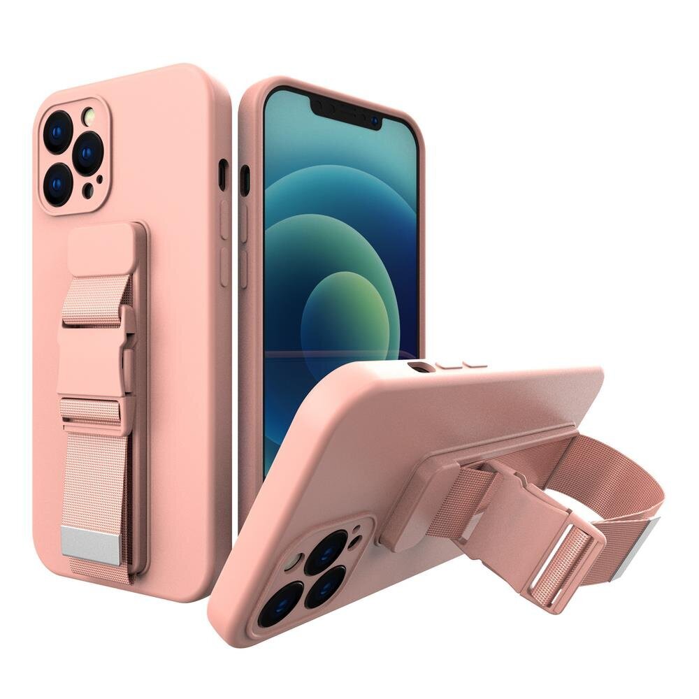 Rope case gel TPU airbag case cover with lanyard for iPhone XR pink (Pink) hind ja info | Telefoni kaaned, ümbrised | kaup24.ee