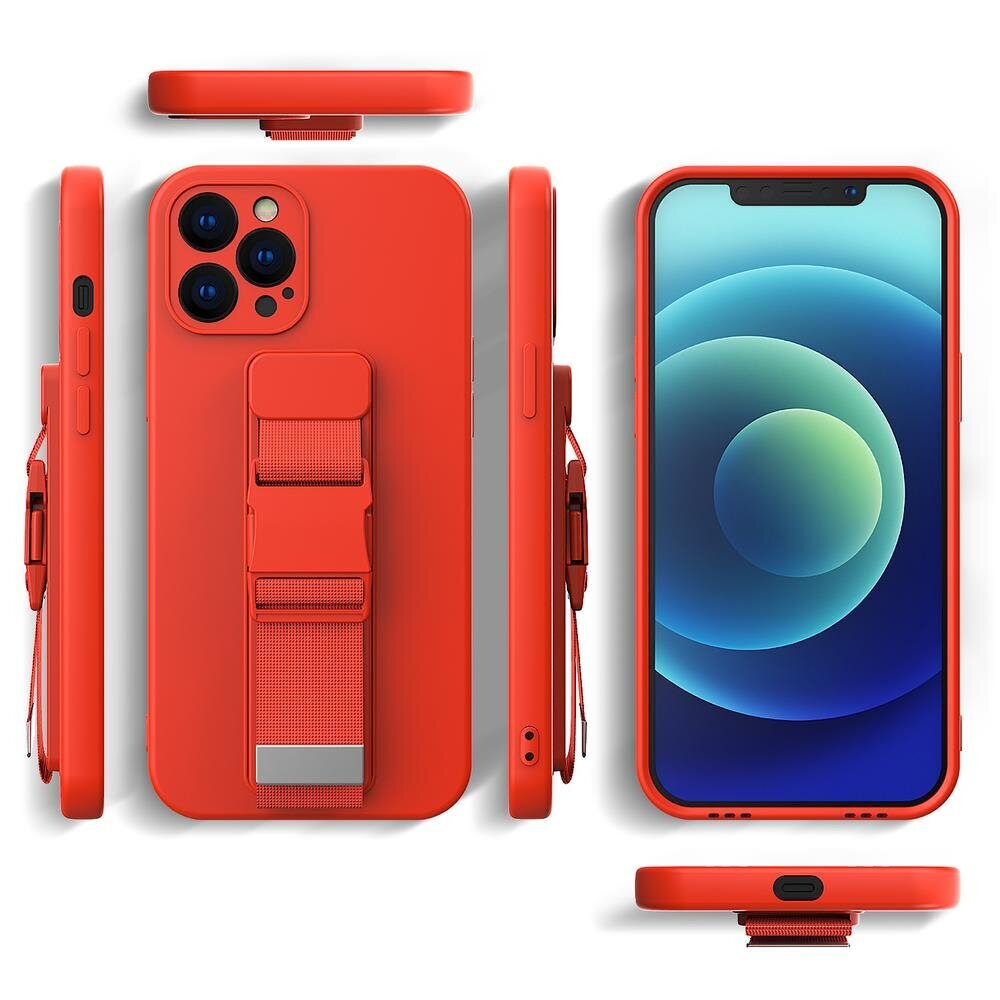 Rope case gel TPU airbag case cover with lanyard for iPhone XS / iPhone X red (Red) hind ja info | Telefoni kaaned, ümbrised | kaup24.ee