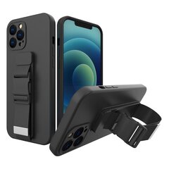 Rope case gel TPU airbag case cover with lanyard for iPhone XS Max black (Black) цена и информация | Чехлы для телефонов | kaup24.ee