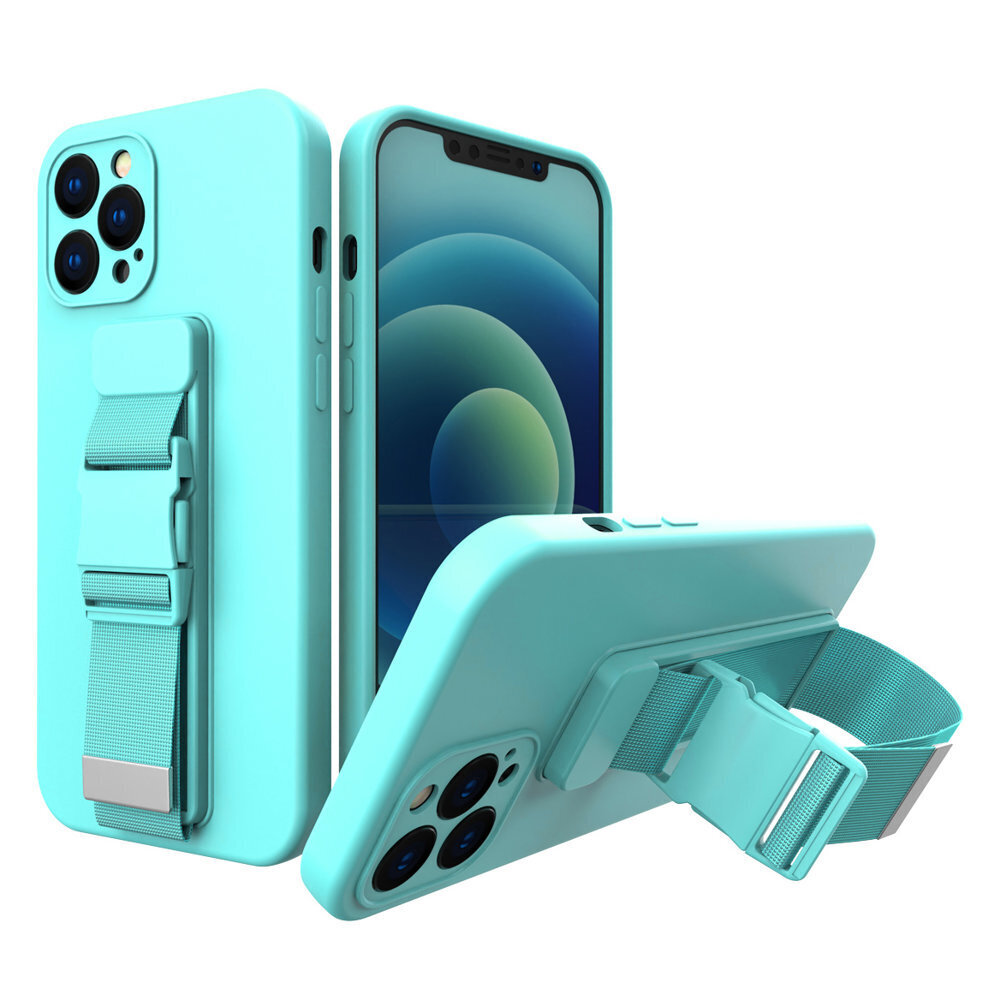 Rope case gel TPU airbag case cover with lanyard for iPhone 11 light blue (Light blue || Niebieski) hind ja info | Telefoni kaaned, ümbrised | kaup24.ee