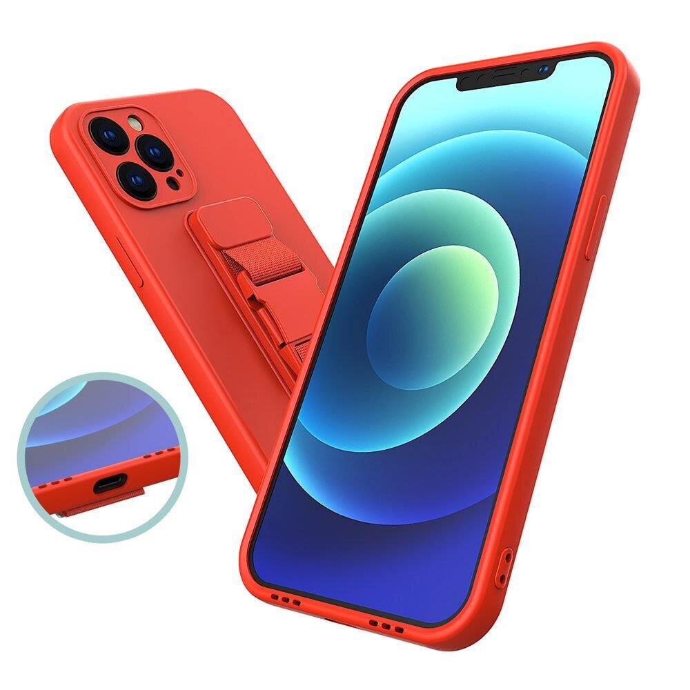 Rope case gel TPU airbag case cover with lanyard for iPhone 12 Pro red (Red) hind ja info | Telefoni kaaned, ümbrised | kaup24.ee