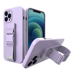 Rope case gel TPU airbag case cover with lanyard for iPhone 12 Pro Max purple (Purpurowy) цена и информация | Чехлы для телефонов | kaup24.ee