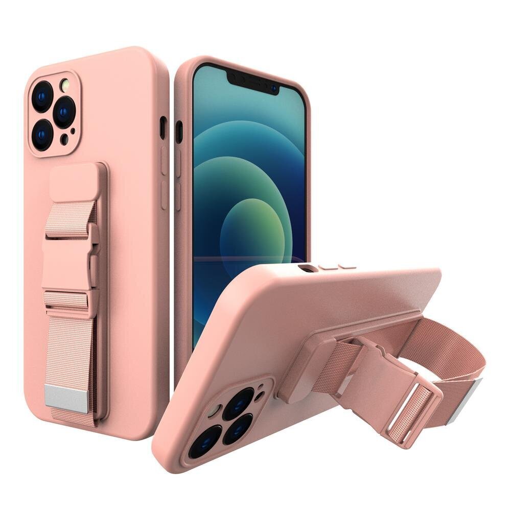 Rope case gel TPU airbag case cover with lanyard for Xiaomi Redmi 9A pink (Pink) hind ja info | Telefoni kaaned, ümbrised | kaup24.ee