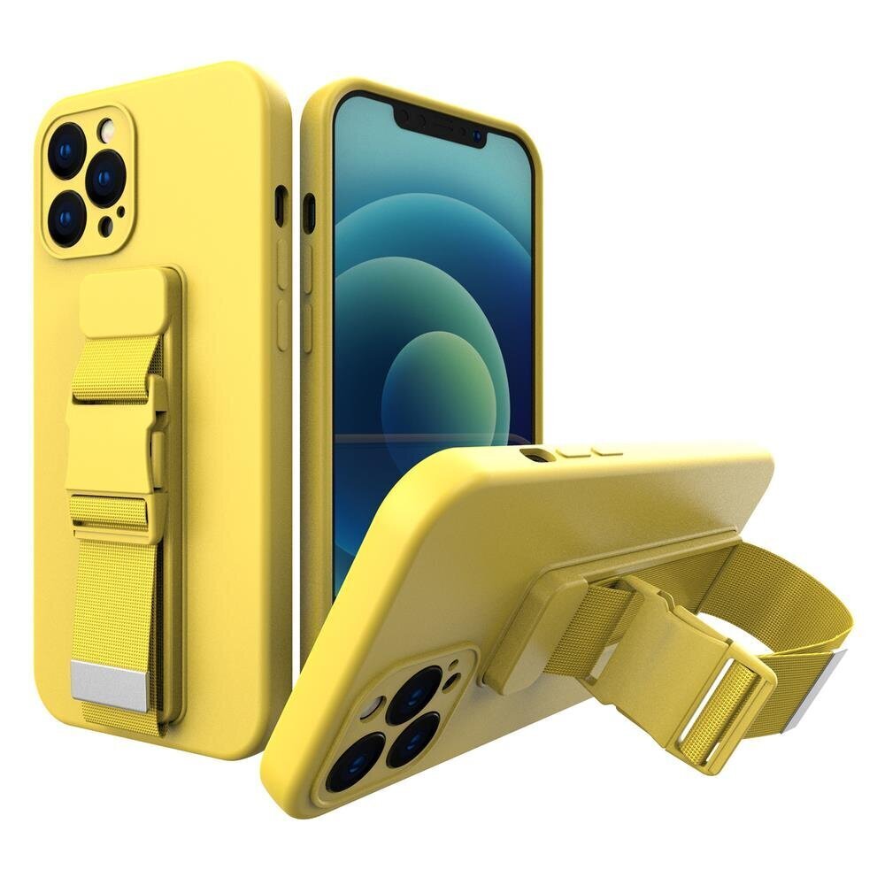 Rope case gel TPU airbag case cover with lanyard for Xiaomi Redmi Note 9 Pro / Redmi Note 9S yellow (Yellow) цена и информация | Telefoni kaaned, ümbrised | kaup24.ee