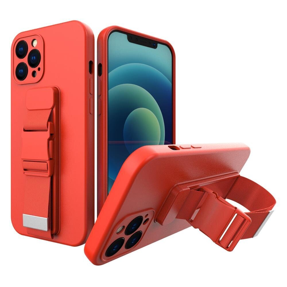 Rope case gel TPU airbag case cover with lanyard for Xiaomi Redmi Note 10 5G / Poco M3 Pro red (Red) цена и информация | Telefoni kaaned, ümbrised | kaup24.ee