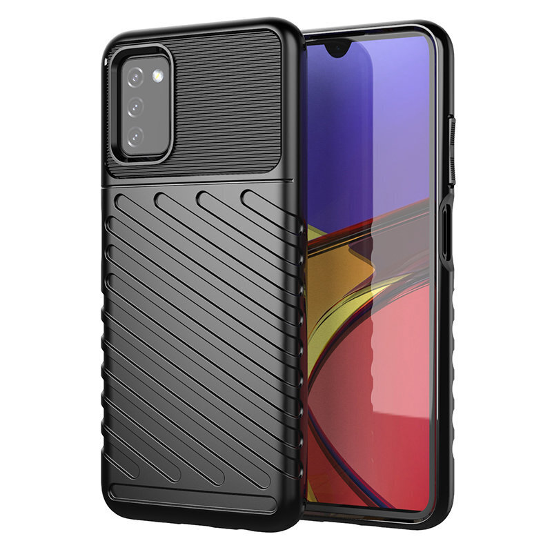 Thunder Case Flexible Tough Rugged Cover TPU Case for Samsung Galaxy A03s black цена и информация | Telefoni kaaned, ümbrised | kaup24.ee