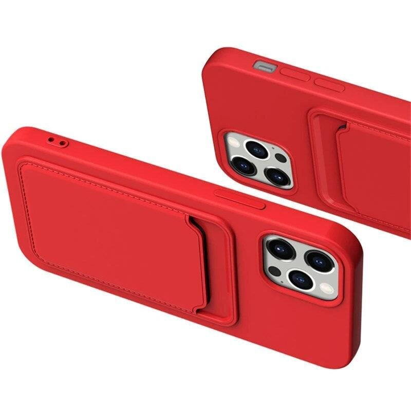 Card Case silicone wallet case with card holder documents for iPhone 11 Pro red (Red) цена и информация | Telefoni kaaned, ümbrised | kaup24.ee