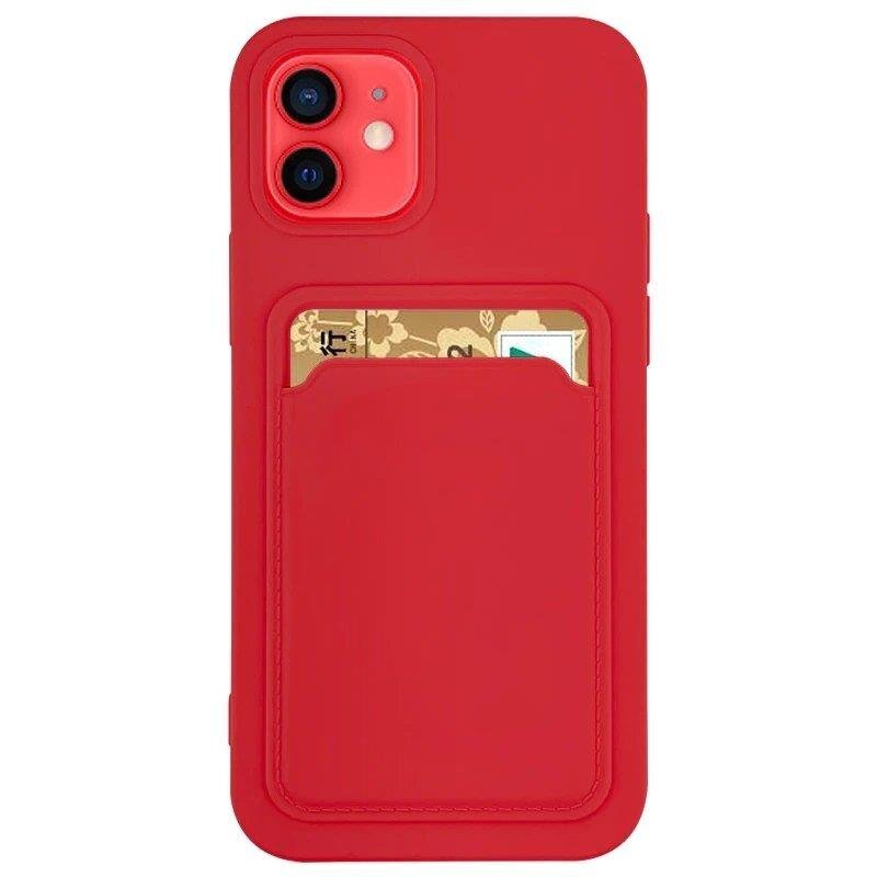 Card Case silicone wallet case with card holder documents for iPhone 11 Pro red (Red) цена и информация | Telefoni kaaned, ümbrised | kaup24.ee