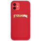 Card Case silicone wallet case with card holder documents for iPhone 11 Pro red (Red) цена и информация | Telefoni kaaned, ümbrised | kaup24.ee