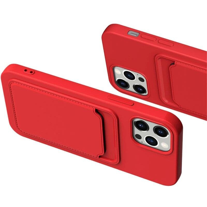 Card Case silicone wallet case with card holder documents for iPhone 11 Pro Max red (Red) цена и информация | Telefoni kaaned, ümbrised | kaup24.ee