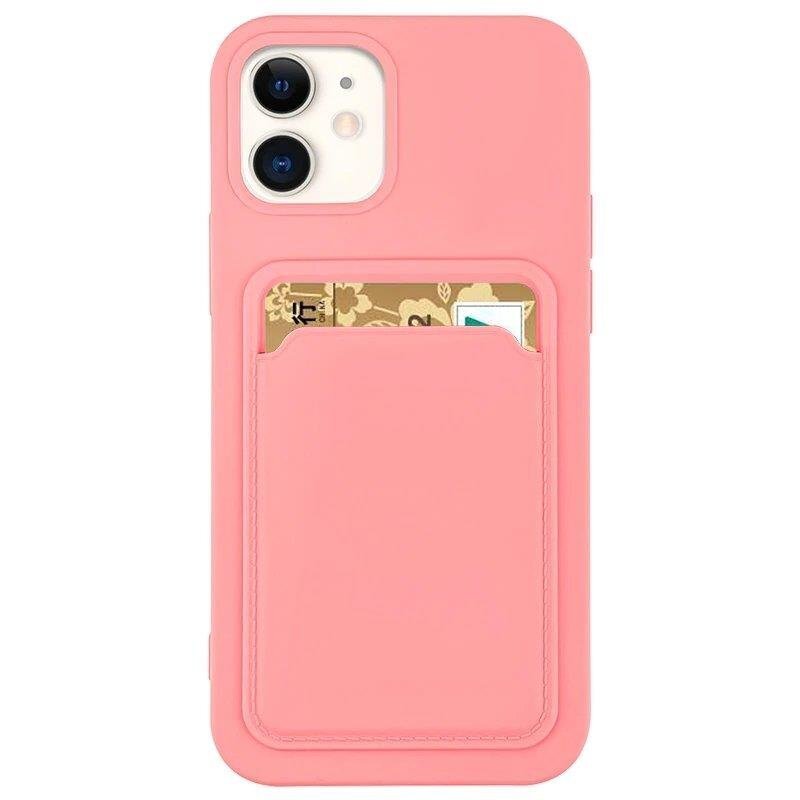 Card Case silicone wallet case with card holder documents for iPhone 12 mini pink (Pink) цена и информация | Telefoni kaaned, ümbrised | kaup24.ee