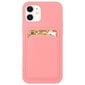 Card Case silicone wallet case with card holder documents for iPhone 12 mini pink (Pink) цена и информация | Telefoni kaaned, ümbrised | kaup24.ee