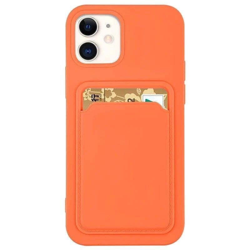 Card Case silicone wallet case with card holder documents for iPhone 12 mini orange (Orange) цена и информация | Telefoni kaaned, ümbrised | kaup24.ee