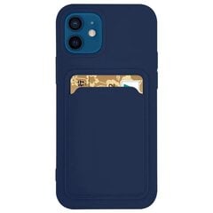 Card Case silicone wallet case with card holder documents for iPhone 12 Pro navy blue (Navy Blue) hind ja info | Telefoni kaaned, ümbrised | kaup24.ee
