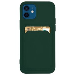 Card Case silicone wallet case with card holder documents for iPhone 12 Pro dark green (Dark green) hind ja info | Telefoni kaaned, ümbrised | kaup24.ee